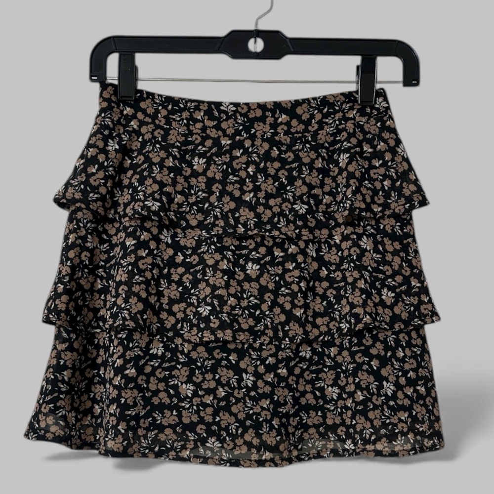 Altar'd State Floral Cottagecore Tiered Mini Skirt